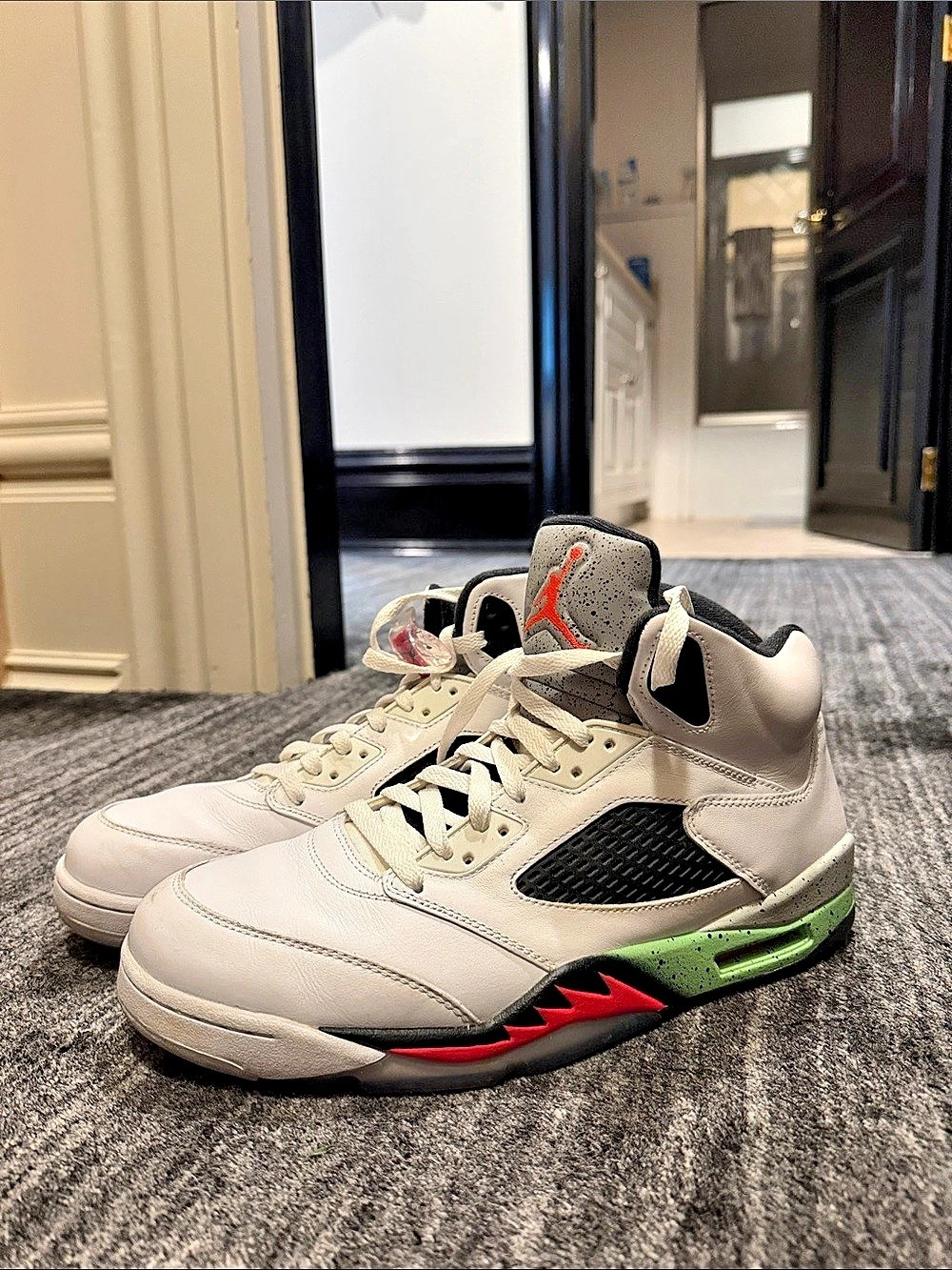 Jordan Air Jordan 5 Retro 'Green Bean' Sneakers in White & Green
